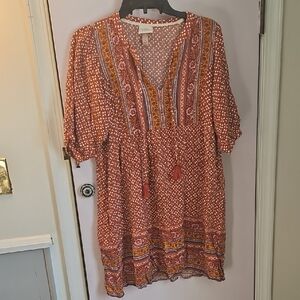 Knox Rose Terracotta and White Boho Dress